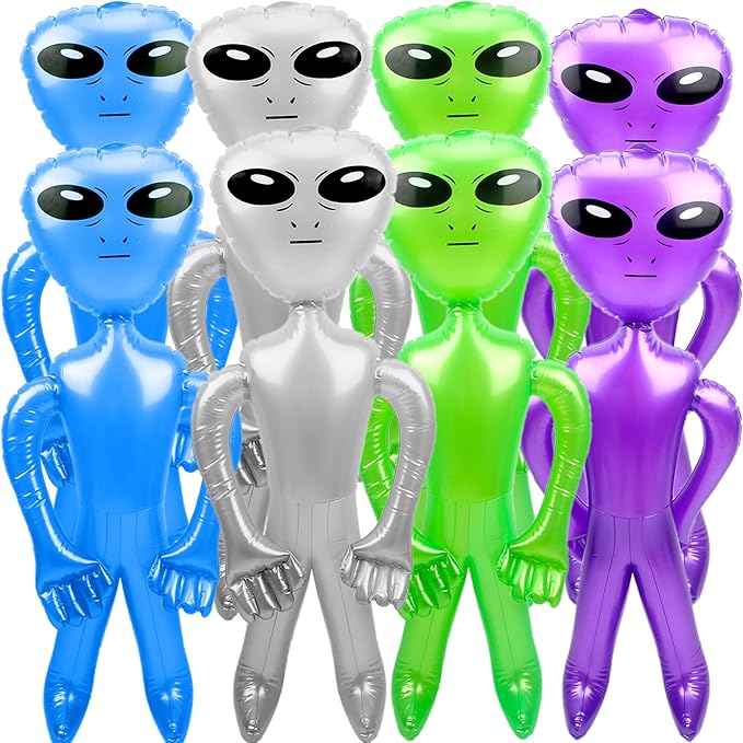 8 Pack 67 Inch Giant Inflatable Alien Halloween Jumbo Alien Inflate Large Blow Up Alien Balloons for Halloween Alien Party (Color Set 1)