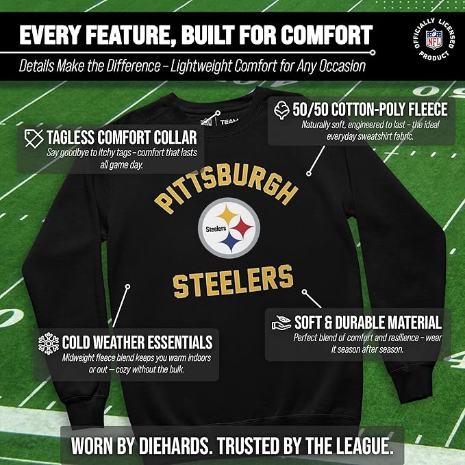 Team Fan Apparel NFL Adult Gameday Football Crewneck Sweatshirt - Cotton Blend - Stay warm, comfortable & stylish on game day