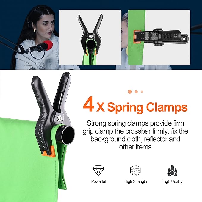 8.5 x 5ft T-Shape Portable Backdrop Stand with Sandbag - GLOSHOOTING Adjustable Photo Background Stand Kit with Spring Clamp and Carry Bag for Photography Party Photoshoot Studio Video