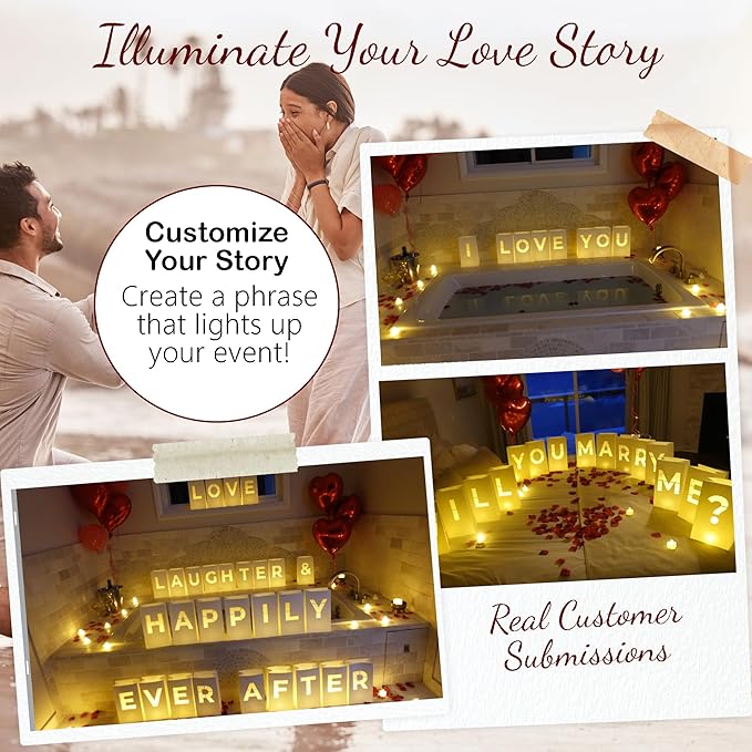 Design Your OWN Customizable Luminary Bags with LED Tea Light Candles, Balloons, and Rose Petals – Romantic Decorations for Proposals, Anniversaries, and Special Moments