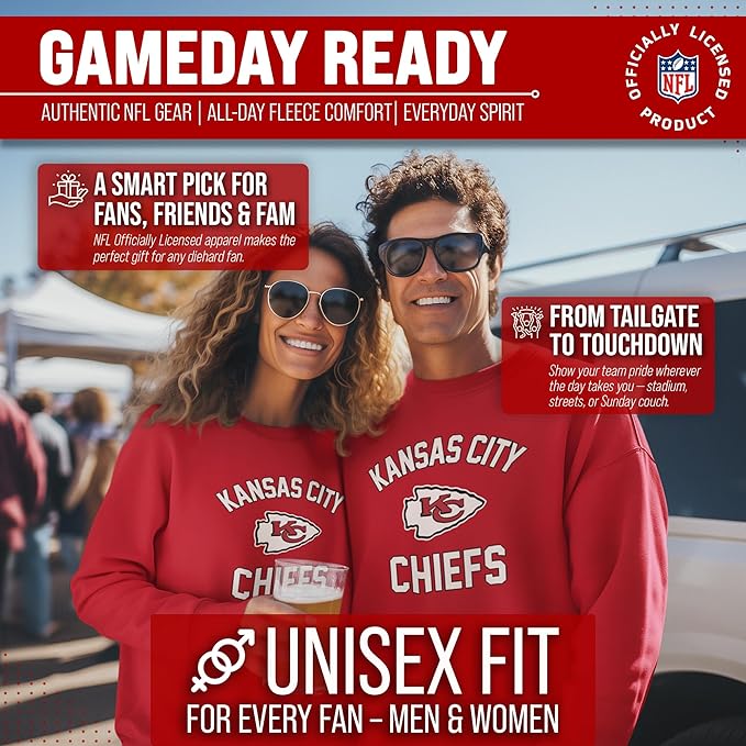 Team Fan Apparel NFL Adult Gameday Football Crewneck Sweatshirt - Cotton Blend - Stay warm, comfortable & stylish on game day