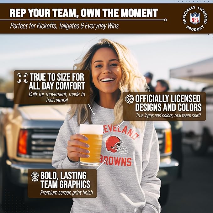 Team Fan Apparel NFL Adult Gameday Football Crewneck Sweatshirt - Cotton Blend - Stay warm, comfortable & stylish on game day