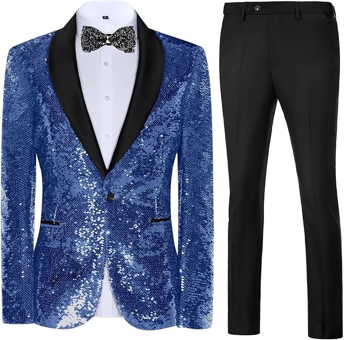 High-End Suits Sequins Men Tuxedo Sparkly Shawl Lapel Homecoming Suit Glitter 2 Pieces Party Prom Festival Blazer Pants