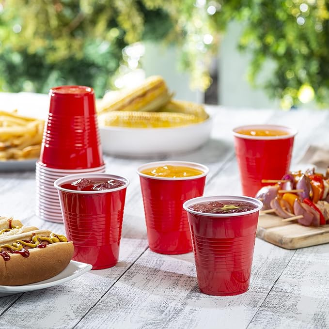Comfy Package [Case of 1,600 12 oz. Disposable Plastic Red Cups, Party Drinking Cups for Events and Everyday Use