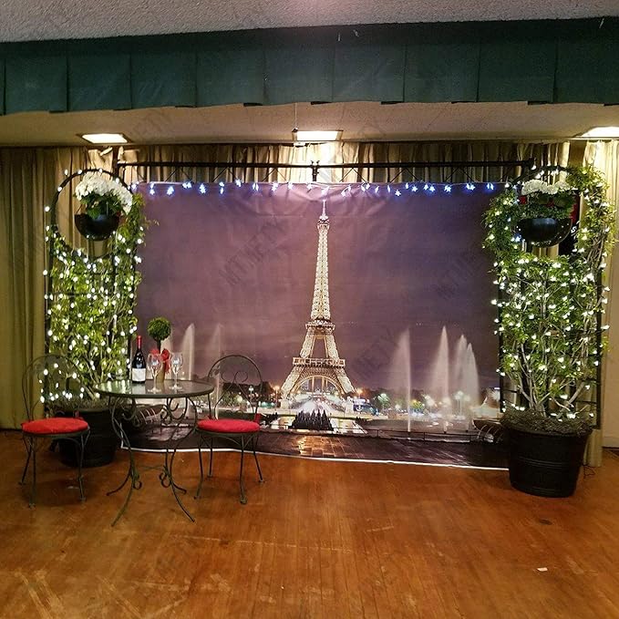 Paris Eiffel Tower Square Photo Props Backdrop for Romantic Love Theme Party 10x7FT One Night in Paris Photo Props Wall Photography Background BJHXME211