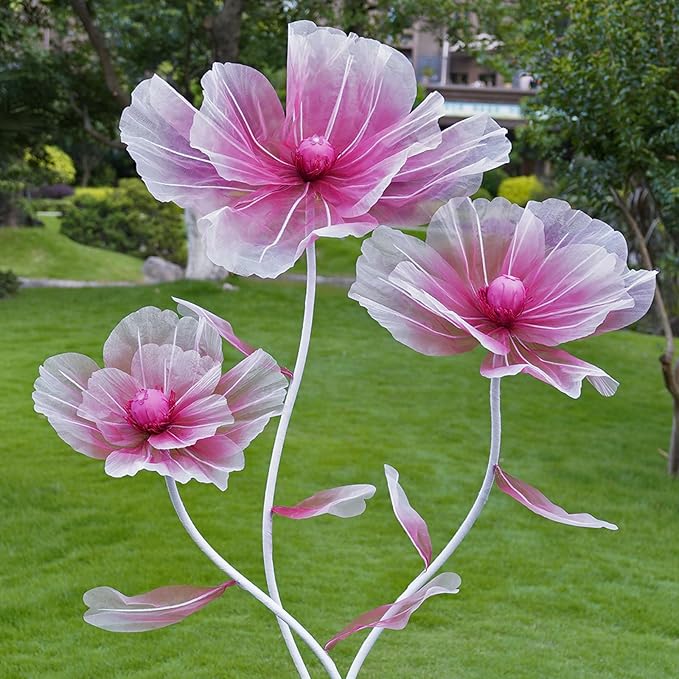 Giant Flowers for Decoration,Artificial Silk Flowers with Stand,Large Fake Floral Decor for Home Garden,Indoor Outdoor Party Birthday Wedding Backdrop (Gradient red)