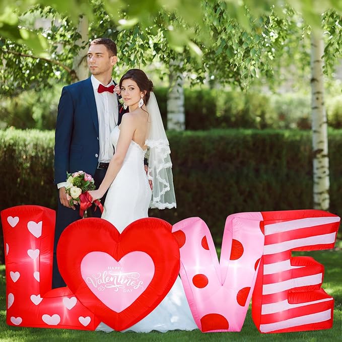 VIHOSE 9 ft Valentines Day Inflatable Outdoor Decorations Love Letters with LED Lights, Blow Up Valentine Romantic Decor for Wedding Propose Anniversary Outside Indoor Yard Party Supplies
