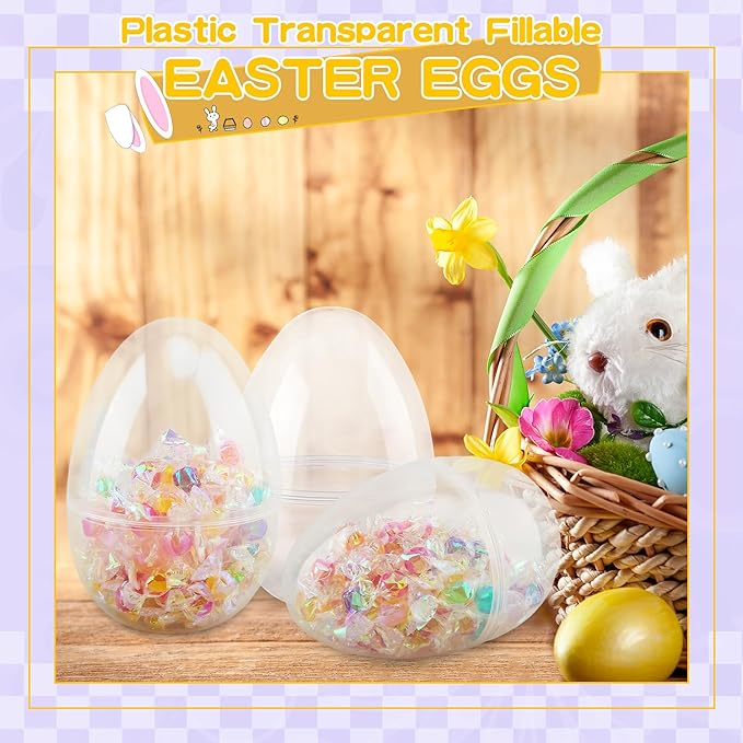 30 Pack 6 Inch Large Clear Easter Eggs Plastic Transparent Easter Eggs Empty Jumbo Surprise Eggs Fillable for Easter Theme Party Favor