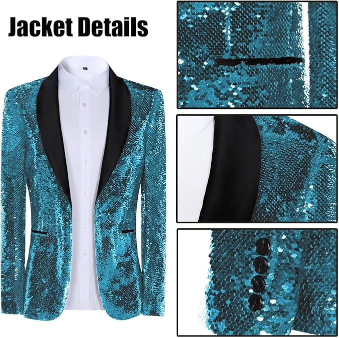 High-End Suits Sequins Men Tuxedo Sparkly Shawl Lapel Homecoming Suit Glitter 2 Pieces Party Prom Festival Blazer Pants