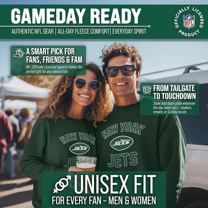 Team Fan Apparel NFL Adult Gameday Football Crewneck Sweatshirt - Cotton Blend - Stay warm, comfortable & stylish on game day