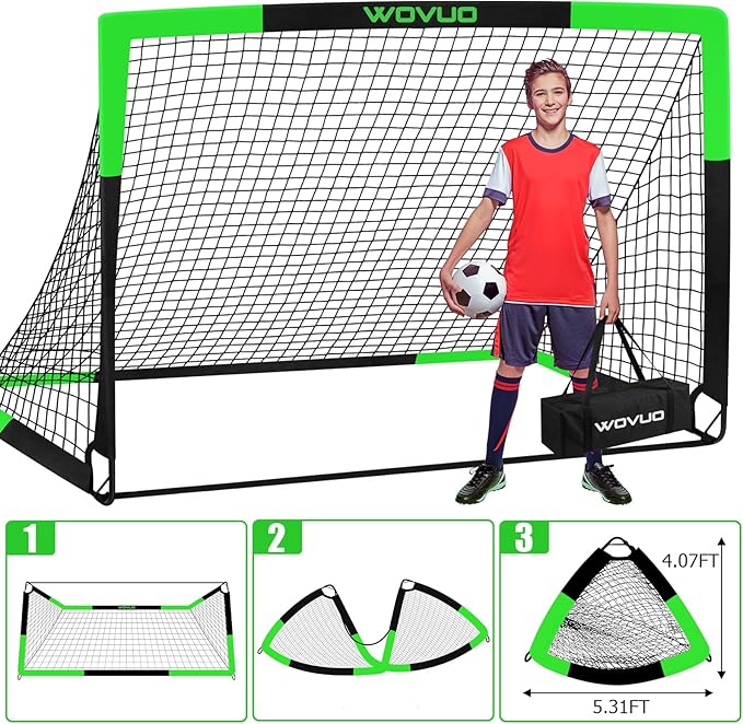 Kids Soccer Goals for Backyard Set of 2, 6x4 ft Portable Toddler Soccer Goal Training Equipment with Soccer Target, Ball, Cones, Soccer Net for Kids Age 3-5 6-8 8-12 10-12-14 Outdoor Sports Games Gift