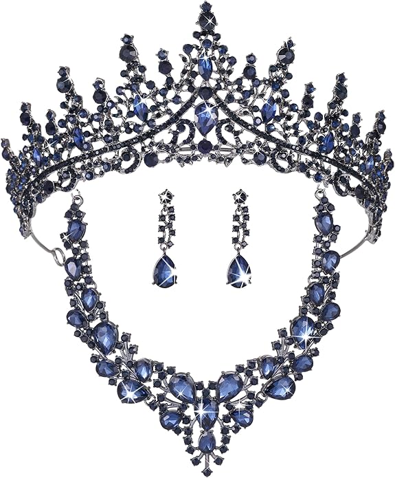 Kamirola Tiaras and Crowns for Women,Tiaras Earrings Necklace, Crystal Bridal Jewelry Set（TR83