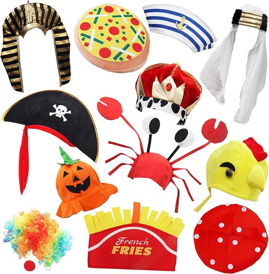 KEPATO Funny Party Hats Halloween Costume Hats, Assorted Bulk Photo Booth Props, Holiday Birthday Dress Up Accessories