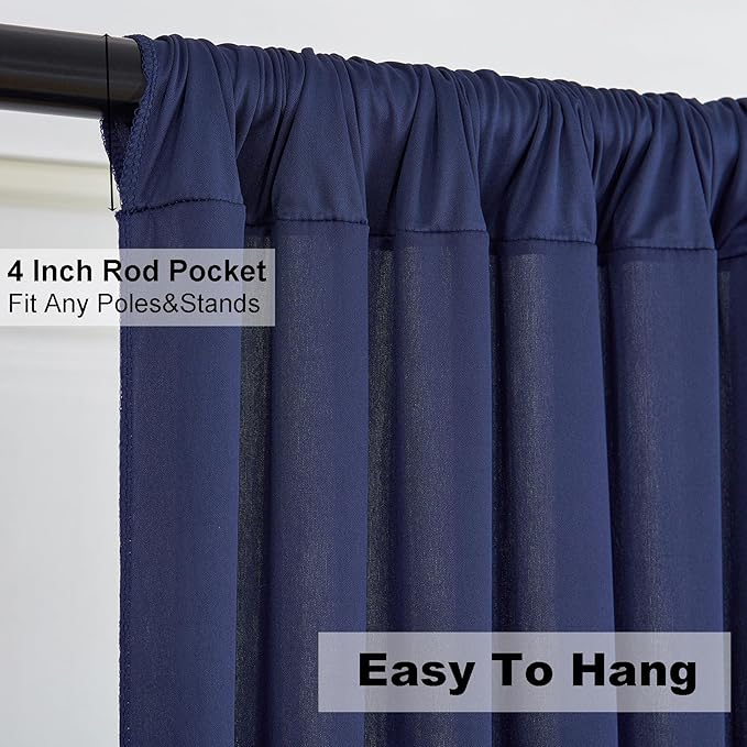 30ft×10ft Wrinkle Free Navy Blue Backdrop Curtains for Parties, 6 Panels 5×10ft Thick Silky Polyester Navy Photo Backdrop Drapes Curtains for Graduation Party Birthday Baby Shower Wedding Photography