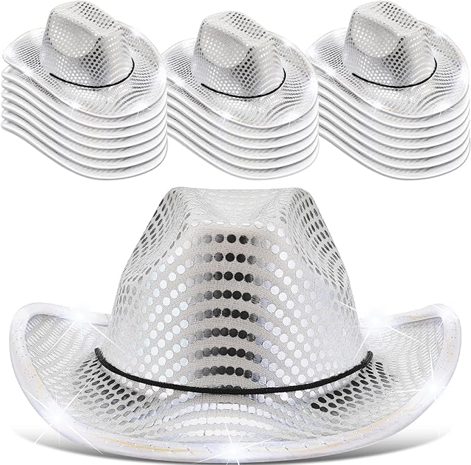 LED Lights Cowboy Cowgirl Hat Flashing LED Lights Cowgirl Hat for Wedding Western Bachelorette Party