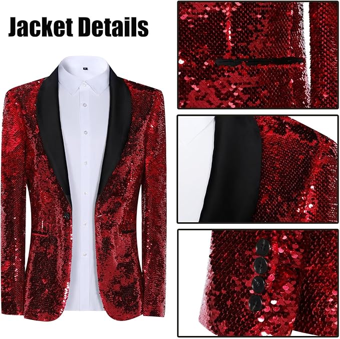High-End Suits Sequins Men Tuxedo Sparkly Shawl Lapel Homecoming Suit Glitter 2 Pieces Party Prom Festival Blazer Pants