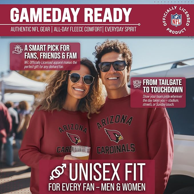 Team Fan Apparel NFL Adult Gameday Football Crewneck Sweatshirt - Cotton Blend - Stay warm, comfortable & stylish on game day