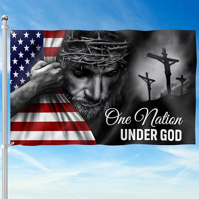 FLAGWIX 4x6 Patriot American Flags, One Nation Under God American Jesus Flag, Decorations For Home, Outside, Independence Day House Flag, Patriot Decorations - Outdoor Decor Flag with Grommets