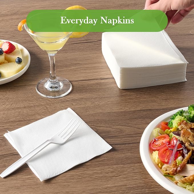 ECOLipak Lunch Napkins Bulk, 1000 Count Everyday Paper Napkins, 4.9×4.9 Inch Folded, 2-Ply Soft And Absorbent for Dinner, Gathering, Bar, Restaurants(9.8×9.8 Inch Unfolded)