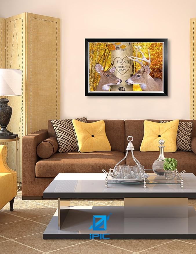 IPIC - Oh My Dear, Personalized Artwork with Names and Date on, Customized Gift for Anniversary,Wedding,Birthday and Holidays. Picture size: 30x20, Framed Size: 33x23