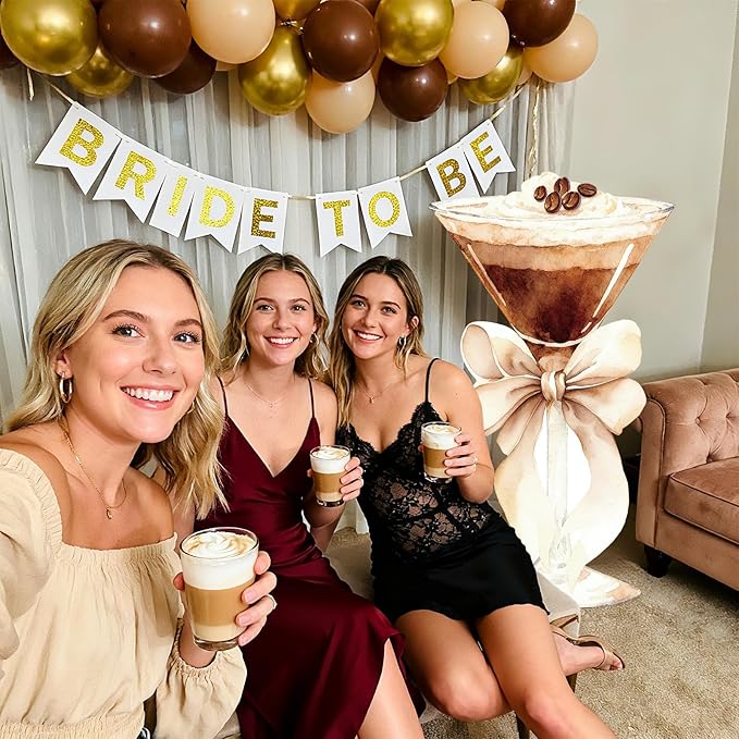 4ft Large Espresso Martini Cardboard Cutout A Tini Bit Older Birthday Standup Brown Bow Cocktail Glass Backdrop Decoration for Women Bar Bachelorette Bridal Shower Party Decor