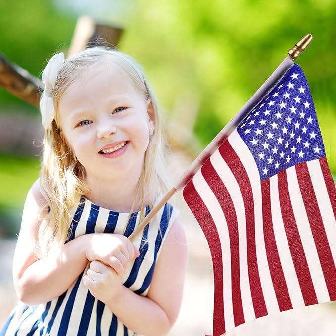 50 Packs USA Stick Flags 12 x 18 Inch Small American Flag 4th of July USA Flag Red White Blue Lawn Flags with Wooden Pole and Spear Tip for Yard Outdoor Garden Memorial Day Independence Day Decor