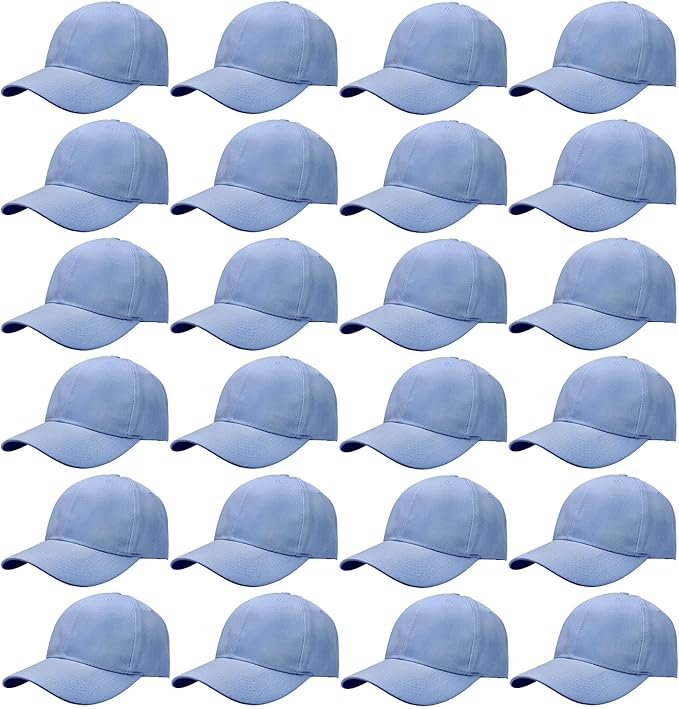 Falari 24/144 Pack Unisex Baseball Cap Bulk Wholesale Plain Blank Hat Adjustable Size