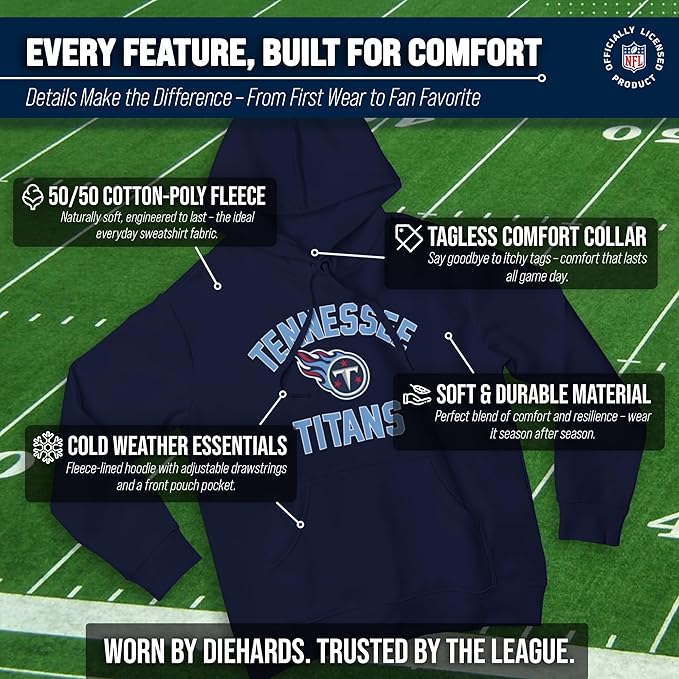 Team Fan Apparel NFL Adult Gameday Hooded Sweatshirt - Poly Fleece Cotton Blend - Stay Warm and Represent Your Team in Style