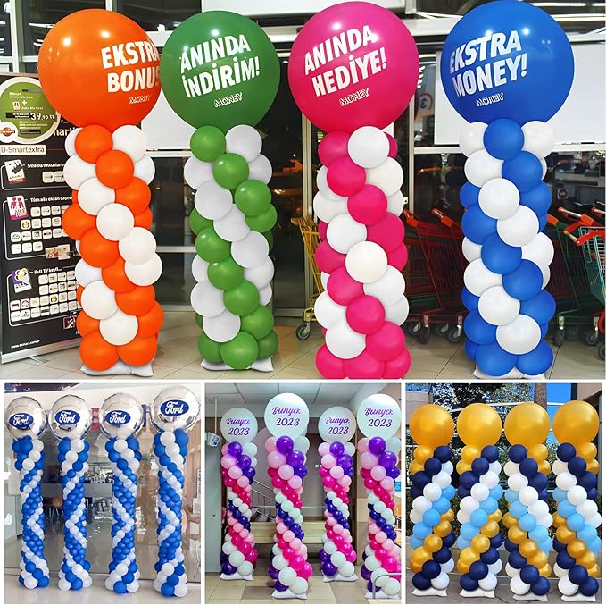 4 Sets Metal Balloon Column Stand and Electric Balloon Pump, Adjustable 9 Feet Balloon Stands for Floor, Balloon Column kit for Baby Shower Graduation Wedding Birthday Party