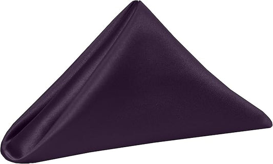 Ultimate Textile Aubergine Bridal Satin Wedding Napkins 17" x 17" (Set of 60) - Cloth Napkins Bulk Set, Wrinkle & Stain Resistant Polyester for Events
