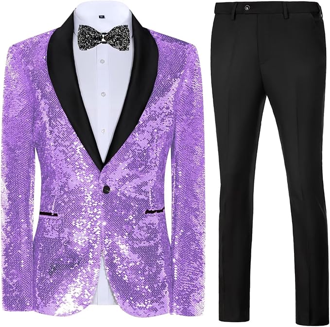 High-End Suits Sequins Men Tuxedo Sparkly Shawl Lapel Homecoming Suit Glitter 2 Pieces Party Prom Festival Blazer Pants