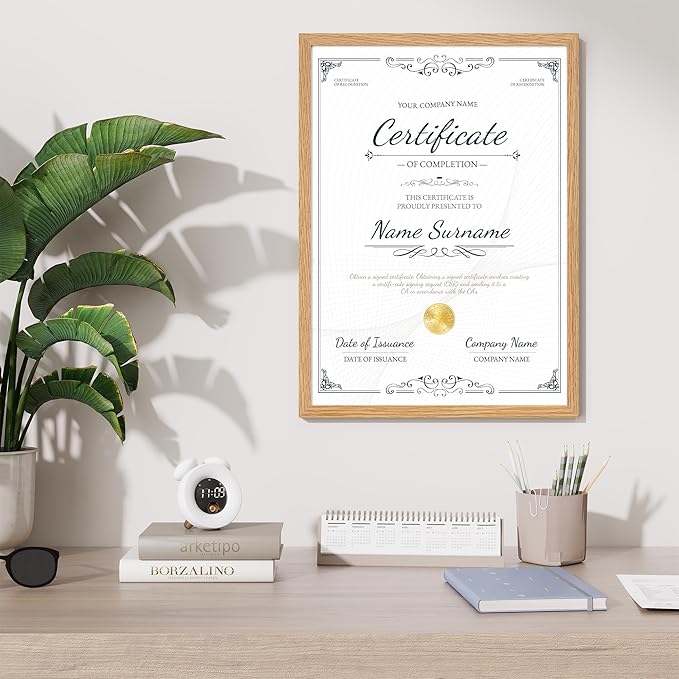Axeman 17x22 Picture frame with mat for 12x18, Tempered Glass and Hanging Hardware Included Natural Oak Home Decor Art Hanging Frame, Natural Oak