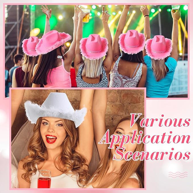 Unittype 12 Pcs Women Cowgirl Cowboy Hats Bachelorette Cowboy Hats for Bridal Shower Wedding Engagement Halloween Cosplay
