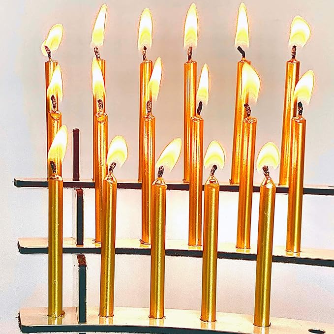 Tall Gold Birthday Candles for Cake and Table Decorations, Perfect for Milestone Special Day, Elegant Gold Birthday Candles, Ideal for Celebrations, 100 Pieces, 3.25 Inches