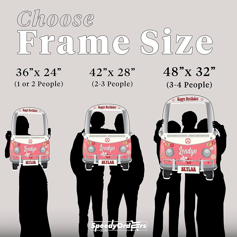 Hippie Bus Photo Booth Frame - Personalized Hippie Van Cutout - Selfie Frame Bus Photo Prop - Custom Hippie Van Photo Prop - Groovy Birthday Party Decorations