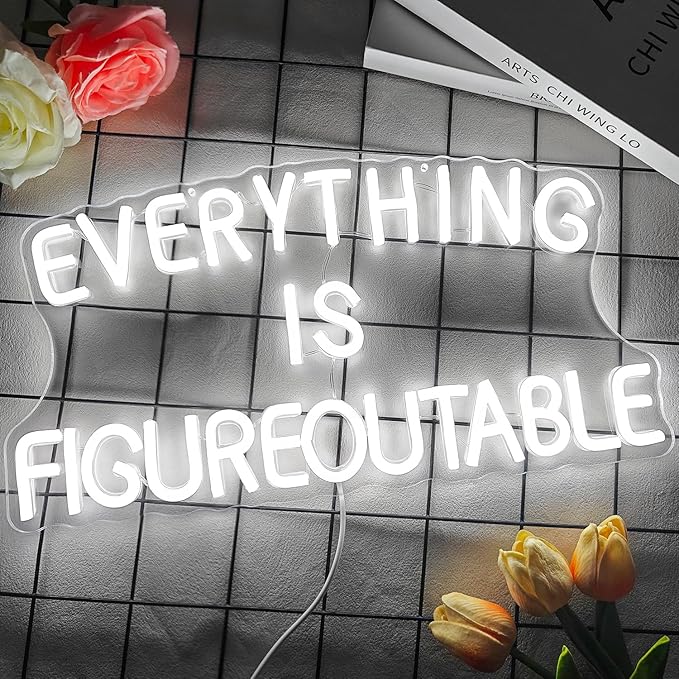 Everything is Figureoutable Neon Sign Dimmable Inspirational Neon Wall Art Motivational Neon Lights for Classroom Office Home Wall Decor Positive Gifts