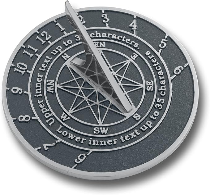 The Metal Foundry Personalized Aluminum Sundial Gift. This Unique Gift Idea for Him Or Her is Cast with Your Message and Will Make The Perfect Present for Birthday, Anniversary Or Christmas