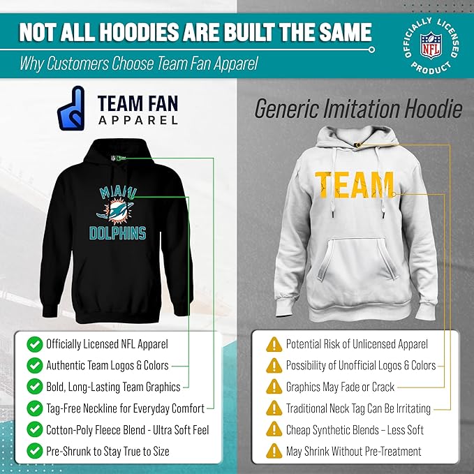 Team Fan Apparel NFL Adult Gameday Hooded Sweatshirt - Poly Fleece Cotton Blend - Stay Warm and Represent Your Team in Style