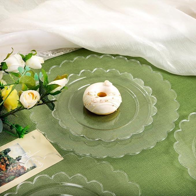 supernal 100pcs Clear Plastic Plates,Disposable Plastic Plates Heavy Duty,Premium Plate,Includes 50 Clear Dinner &50 Dessert Plate,for Party,Wedding,Brial Shower