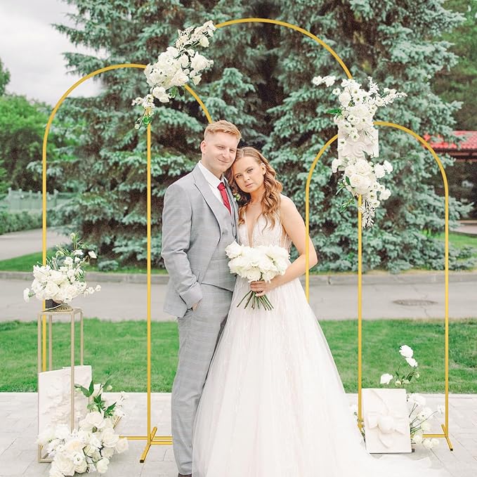 Wedding Arch Stand with Cover 4FT 5FT 6FT Ivory Spandex Arch Covers Metal Arch Stand with Arched Backdrop Covers Set of 3 Arched Stand Covers for Weddings Birthday Graduation Parties Decor