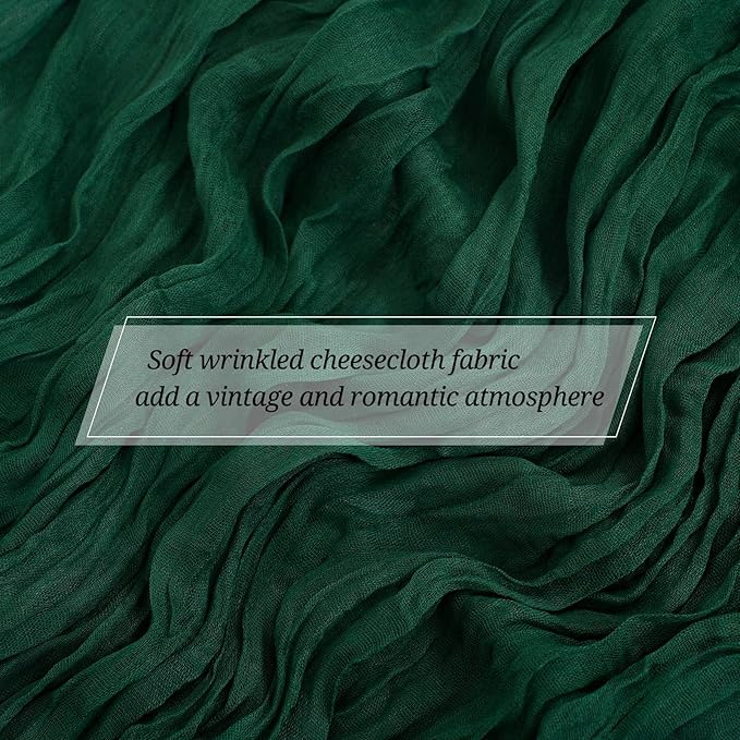 25 Pack Emerald Green Cheesecloth Table Runner 17 x 108 Inch Fall Thanksgiving Boho Rustic Farmhouse Gauze Cheese Cloth Runner for Wedding Party Baby Shower Home Decor Holiday Decorations