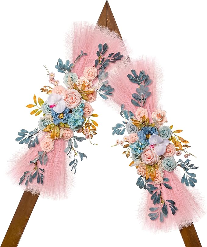 Wedding Arch Flowers, Artificial Flowers for Decoration, Large Flower Swag for Boho Styles Wedding Ceremony Floral Decor - Pack of 2