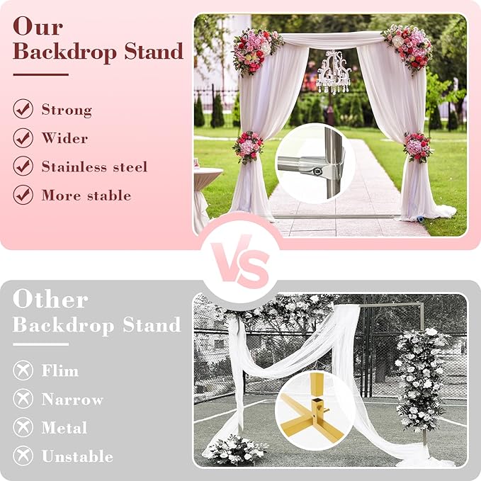 7FT Metal Arch Backdrop Stand, 6FT Wide Stainless Steel Wedding Arch Stand, Arched Backdrop Frame for Birthday Party Baby Shower Graduation Ceremony Decoration Balloon Arch Stand