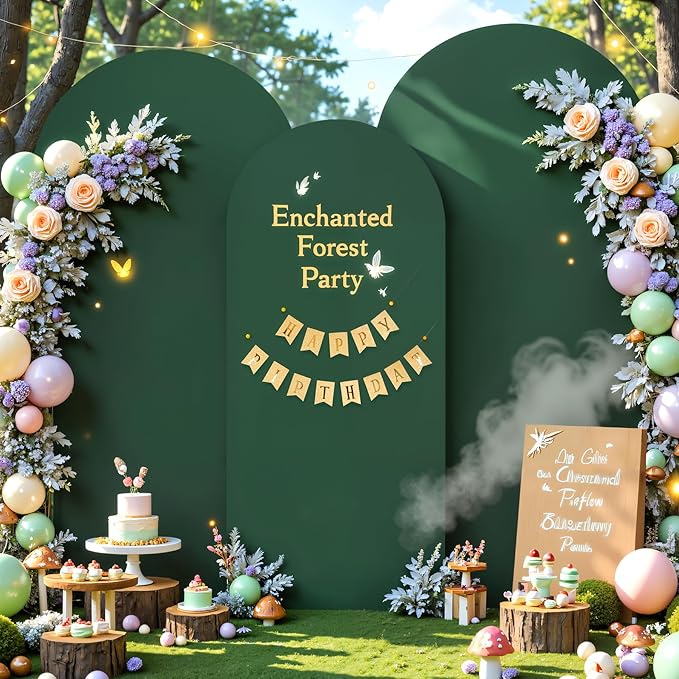 Hunter Green Arch Cover 3 Set - 4FT, 5FT, 6FT Hunter Green Arch Backdrop Cover Spandex Wedding Arch Stand Covers for Birthday Party Baby Shower Wedding Bridal Shower Photo Background Decorations