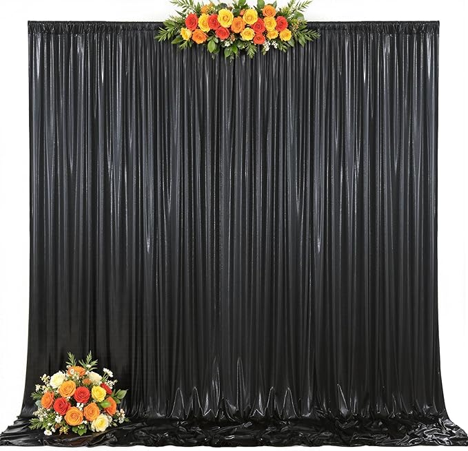 Besutolife 30×10 FT Black Sequin Backdrop Curtains, Wrinkle-Free Heavy Party Backdrop Drapes No-shed Glitter Background for Wedding Birthday Graduation Bridal Baby Shower Christmas Photography Stage