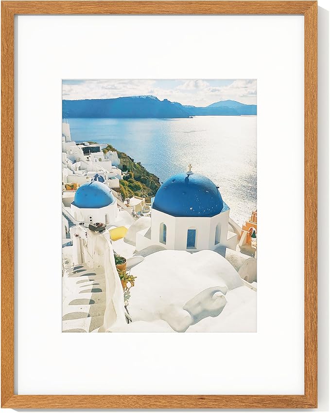 Axeman 16x20 Picture Frame with Mat for 11x14 - Solid Teak Wood Poster Frame with Tempered Glass for Home Decor, Wooden 16x20inch Photo Frame for Art Photo and Prints, Hook Included, Natural Teak