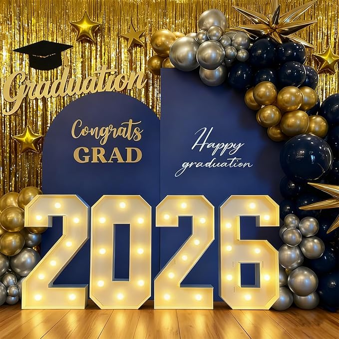 2.3 FT LED Light Up Number Sign - Class of 2026 Marquee Letters, Christmas & New Year Graduation Decor for Indoor Outdoor Celebration & Photo Backdrop