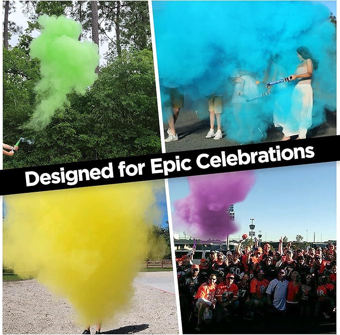 Blaise Pyro & Party - Yellow Powder Poppers - Water-Soluble & Colorful Powder Cannons for Gender Reveals, Birthdays, Weddings & Celebrations - Easy to Use for Memorable Photos - 16-Inch, 4-Pack