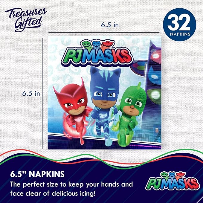 PJ Masks Birthday Party Supplies - Serves 24 Guests - Dinnerware Deluxe Set - Tablecloth, Plates, Napkins & Cups