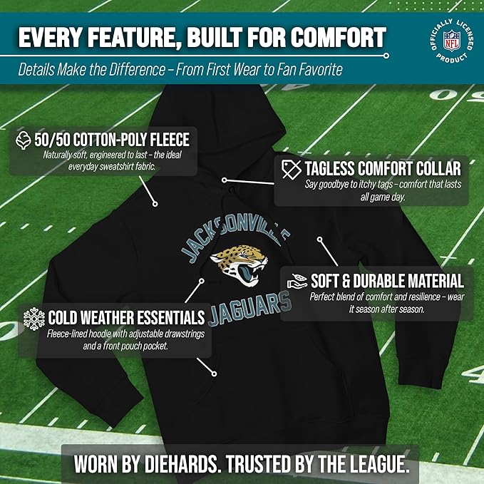 Team Fan Apparel NFL Adult Gameday Hooded Sweatshirt - Poly Fleece Cotton Blend - Stay Warm and Represent Your Team in Style